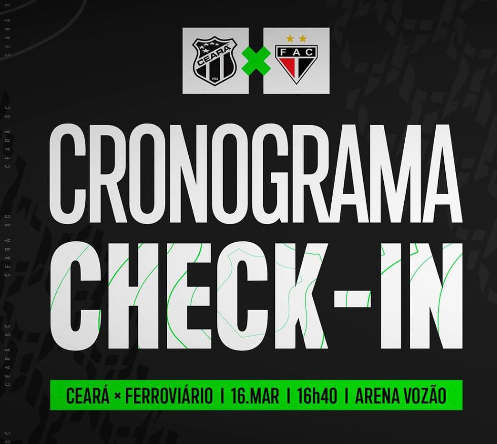 Check-ins liberados para o duelo de volta diante do Ferroviário, pela semifinal do Campeonato Cearense