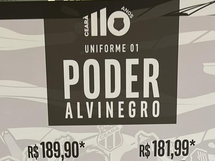 Em comemoração aos 110 anos do Vozão, camisa Poder Alvinegro está em valores promocionais para associados