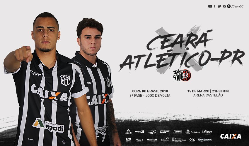 Em jogo de volta da Copa do Brasil, Ceará e Atlético/PR se enfrentam hoje, no Castelão
