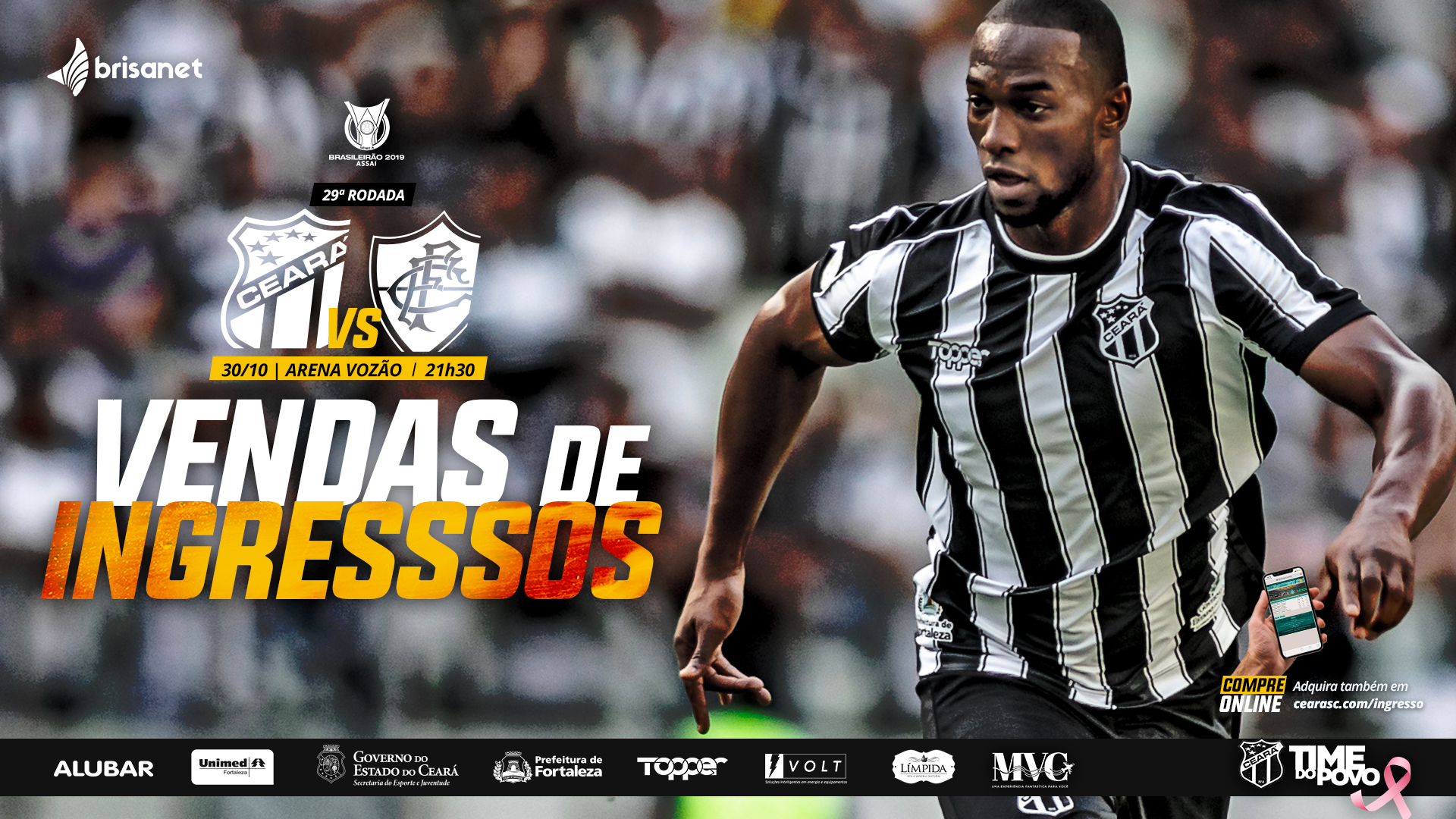 Com promoção nos valores, Ceará inicia venda de ingressos para partida contra o Fluminense 