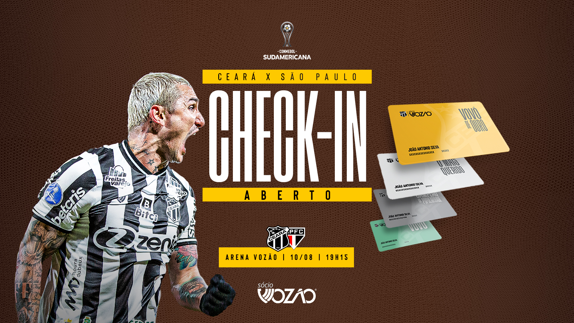 CONMEBOL Sudamericana: Associados já podem realizar check-in para o confronto entre Ceará x São Paulo, na Arena Castelão
