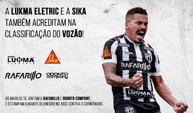 Copa do BR: Contra o Corinthians, Ceará terá outros quatro patrocinadores pontuais na camisa