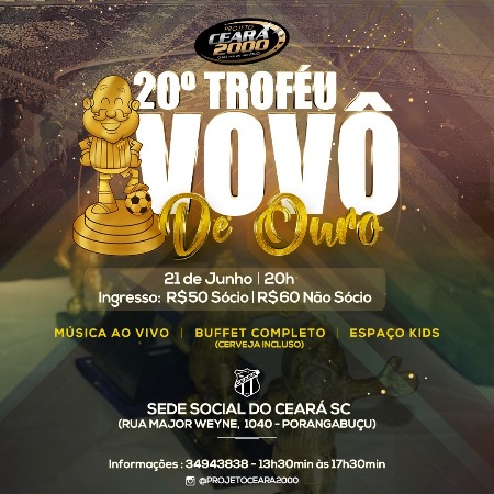 20ª edição do Prêmio Vovô de Ouro acontece no próximo dia 21/06