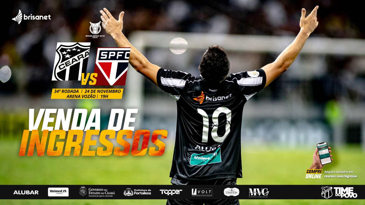Com promoção nos valores, Ceará inicia venda de ingressos para partida diante do São Paulo