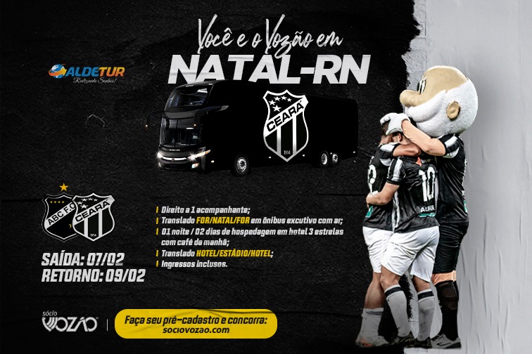 Sócio Vozão irá levar um torcedor e um acompanhante a Natal/RN, para assistir ABC x Ceará