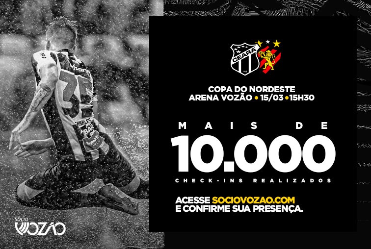 Sócio Vozão: Já são mais de 10 mil check-ins para Ceará x Sport