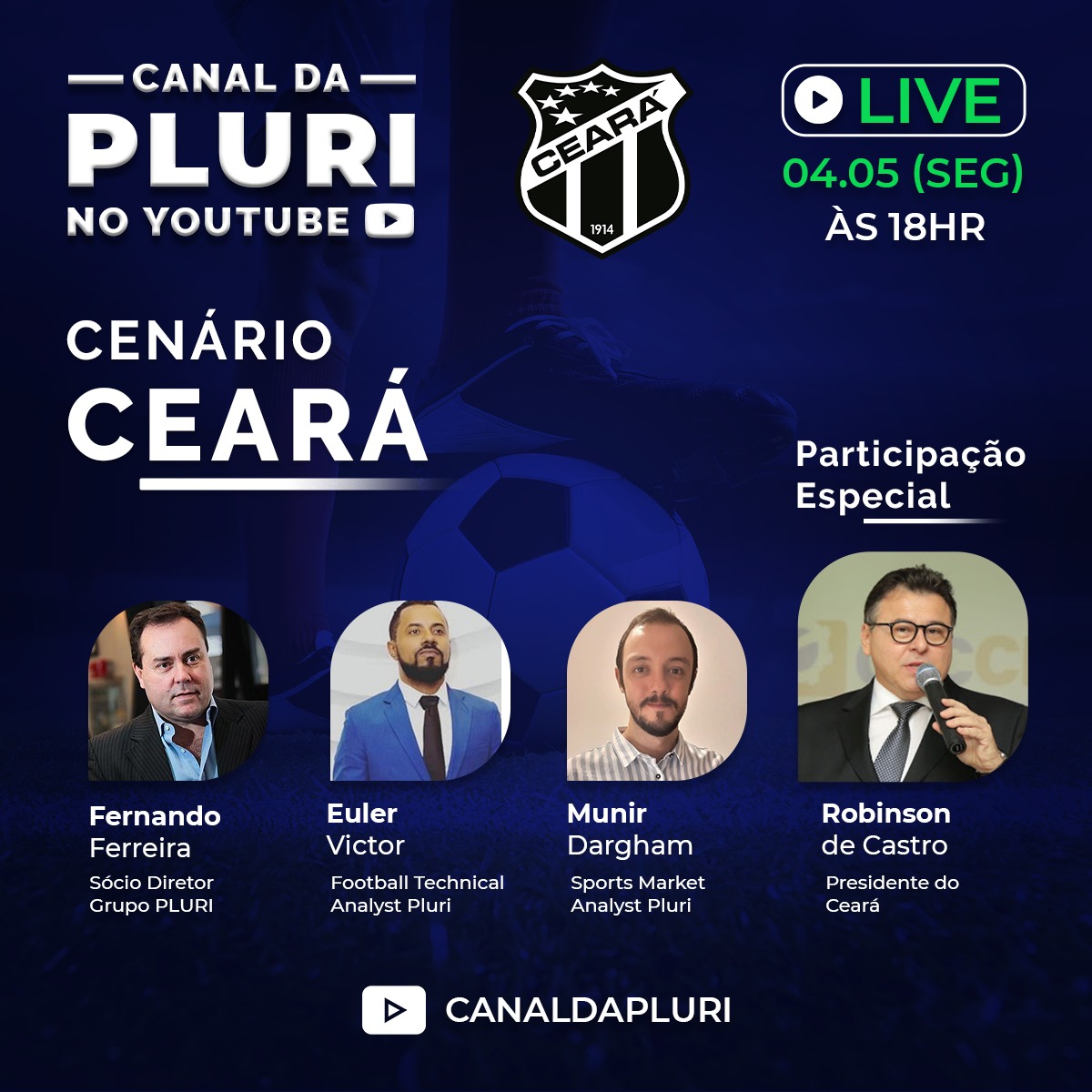 Presidente Robinson de Castro participará de live da Pluri Consultoria
