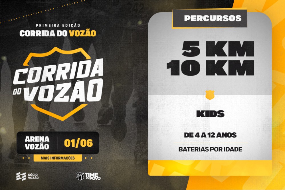 Ceará lança Corrida do Vozão, evento que abre as comemorações de 111 anos do Time do Povo