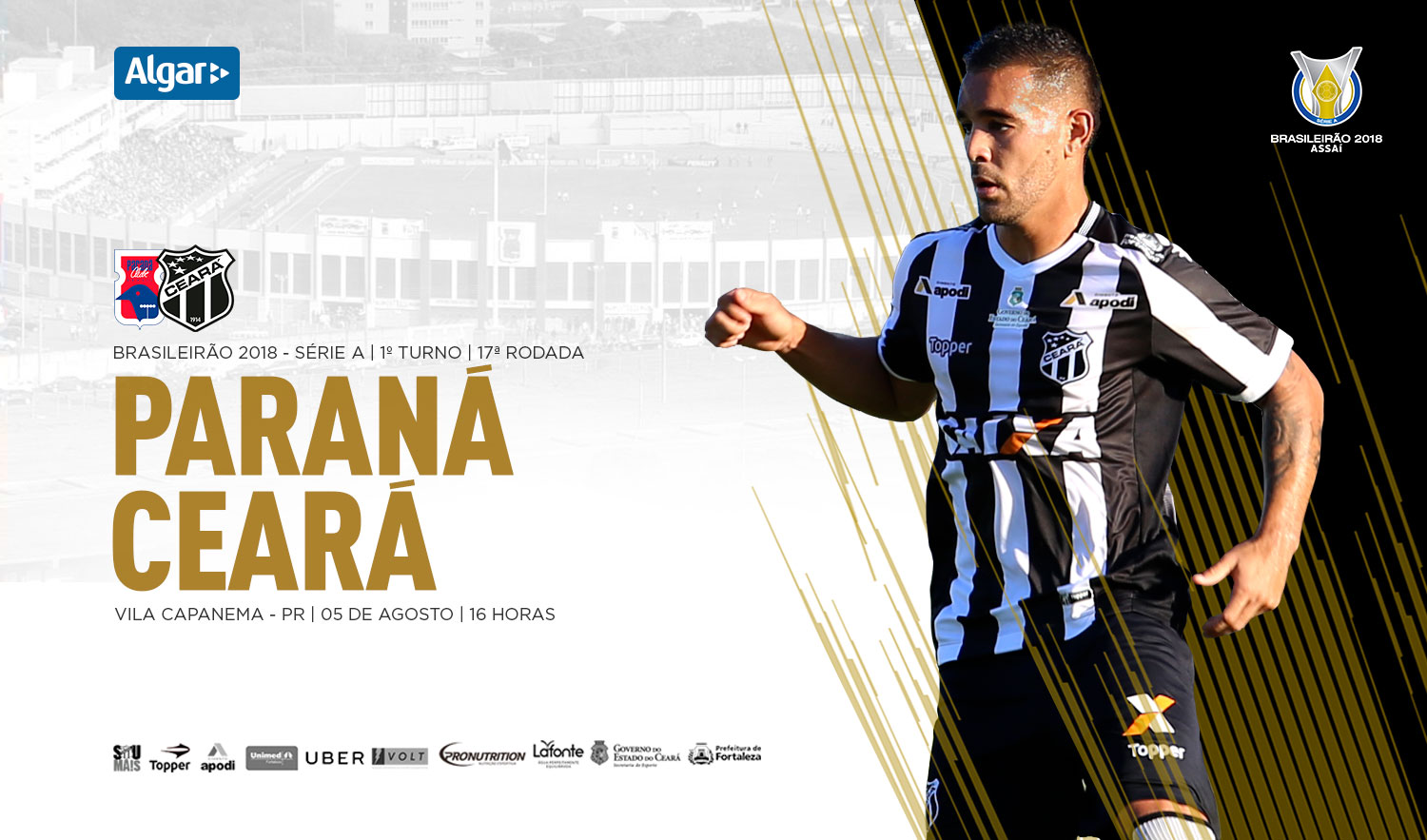 Fora de casa, Ceará tem confronto direto contra o Paraná pelo Brasileirão