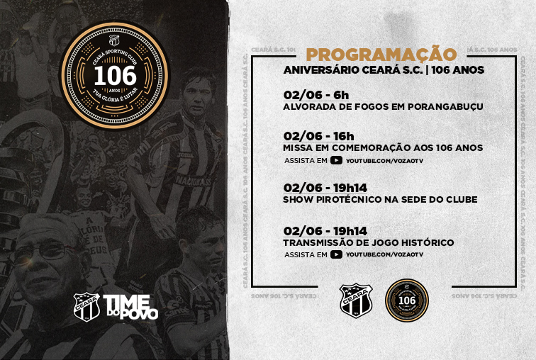 Confira a programação do aniversário de 106 anos do Time do Povo